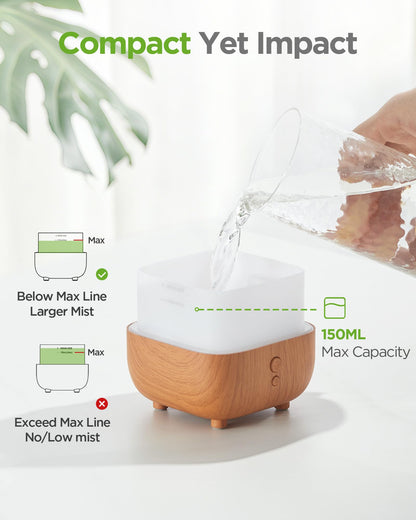 InnoGear 150ml Essential Oil Diffuser – 5-in-1 Aromatherapy Diffuser with 8 LED Colors for Home, Office & Desk