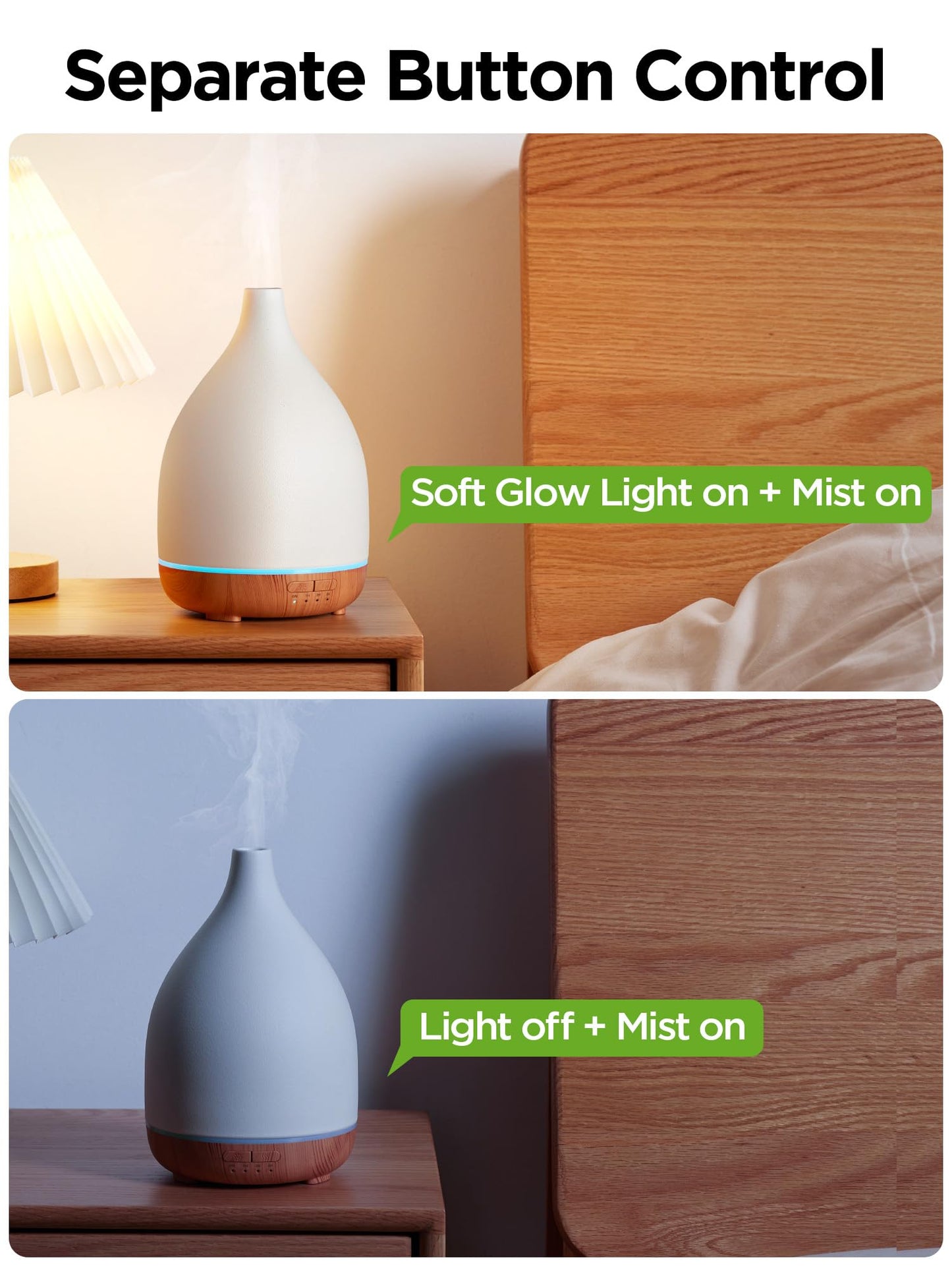 InnoGear 300ML Ceramic Diffuser for Essential Oils – 4 Timers, Auto-Off, Ultrasonic Cool Mist