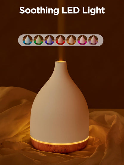 InnoGear 300ML Ceramic Diffuser for Essential Oils – 4 Timers, Auto-Off, Ultrasonic Cool Mist