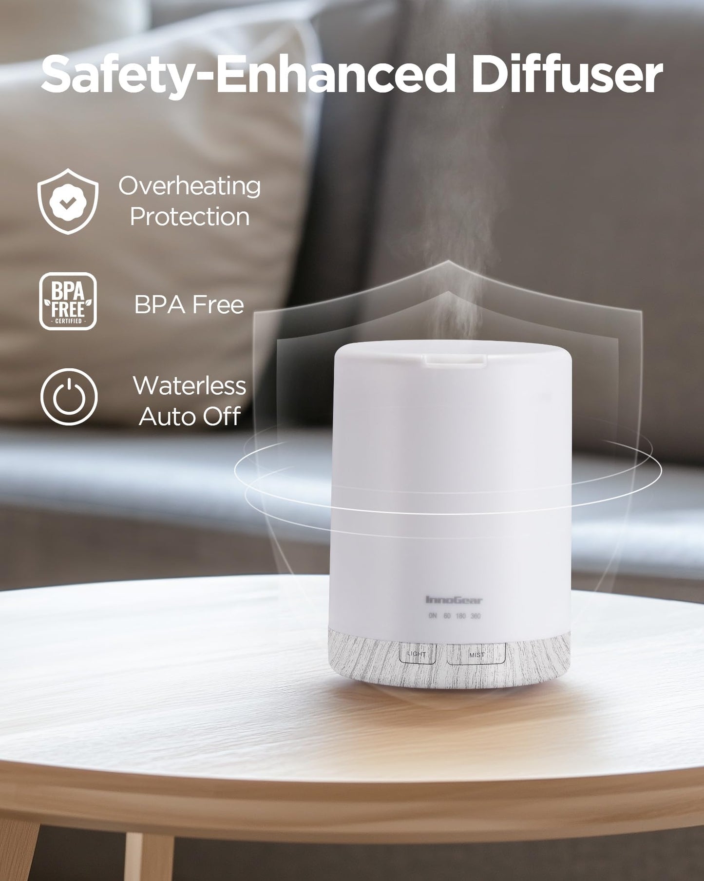 InnoGear 300ML Essential Oil Diffuser - 5-in-1 Ultrasonic Aromatherapy