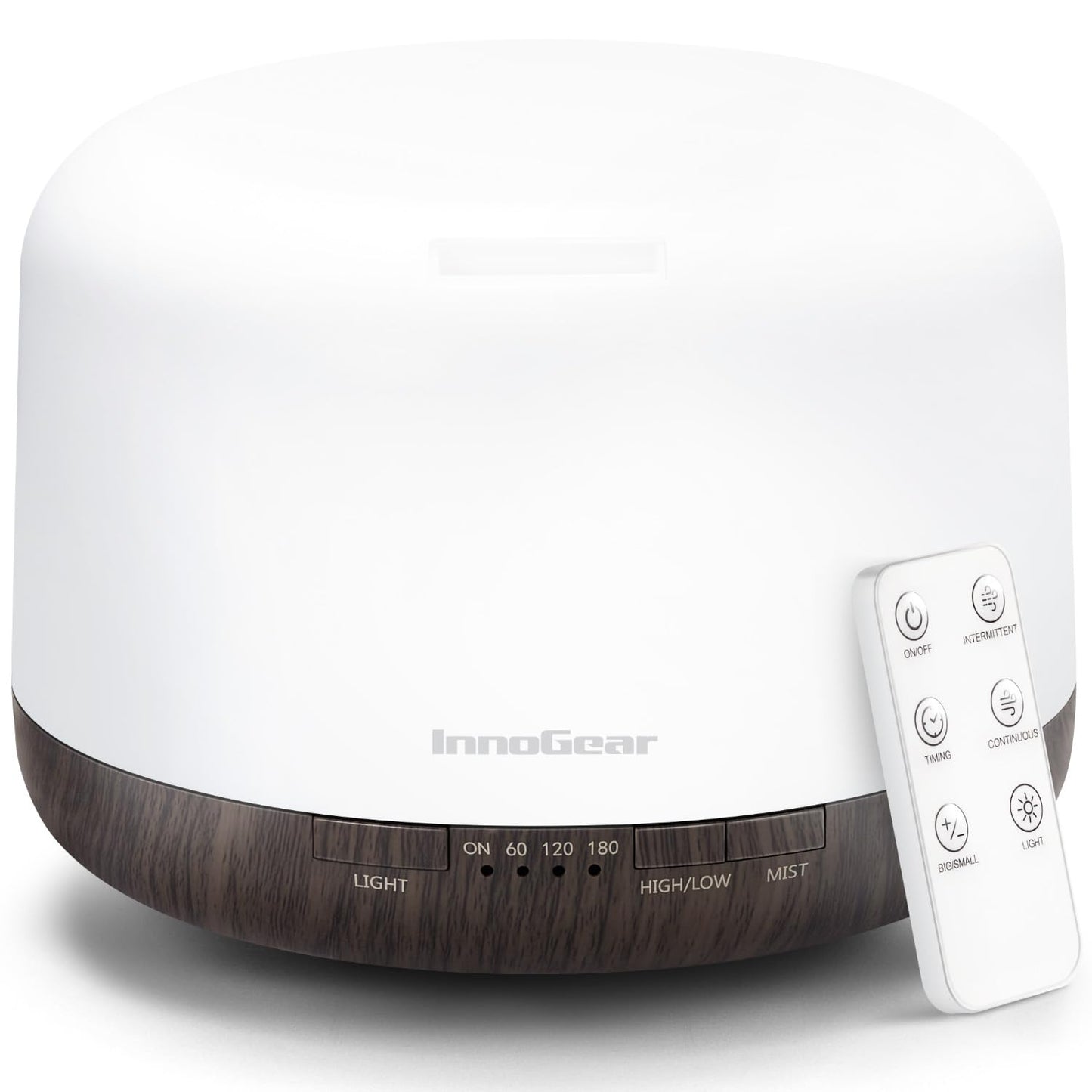 InnoGear 500ml Essential Oil Diffuser with Remote – Ultrasonic Humidifier (Brown)