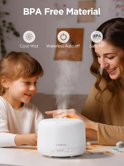 InnoGear 500ml Essential Oil Diffuser with Remote – Large Room Ultrasonic Humidifier & Auto-Off