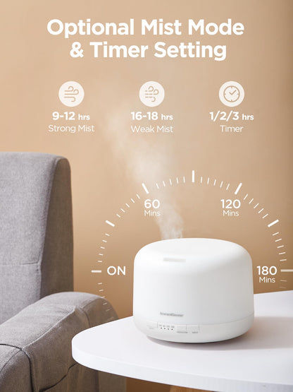 InnoGear 500ml Essential Oil Diffuser with Remote – Large Room Ultrasonic Humidifier & Auto-Off