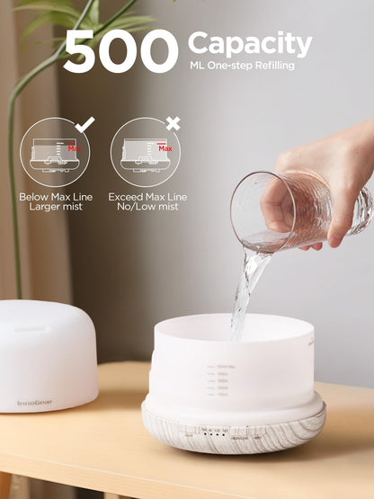 InnoGear 500ml Diffuser with Remote – Ultrasonic Humidifier (White)