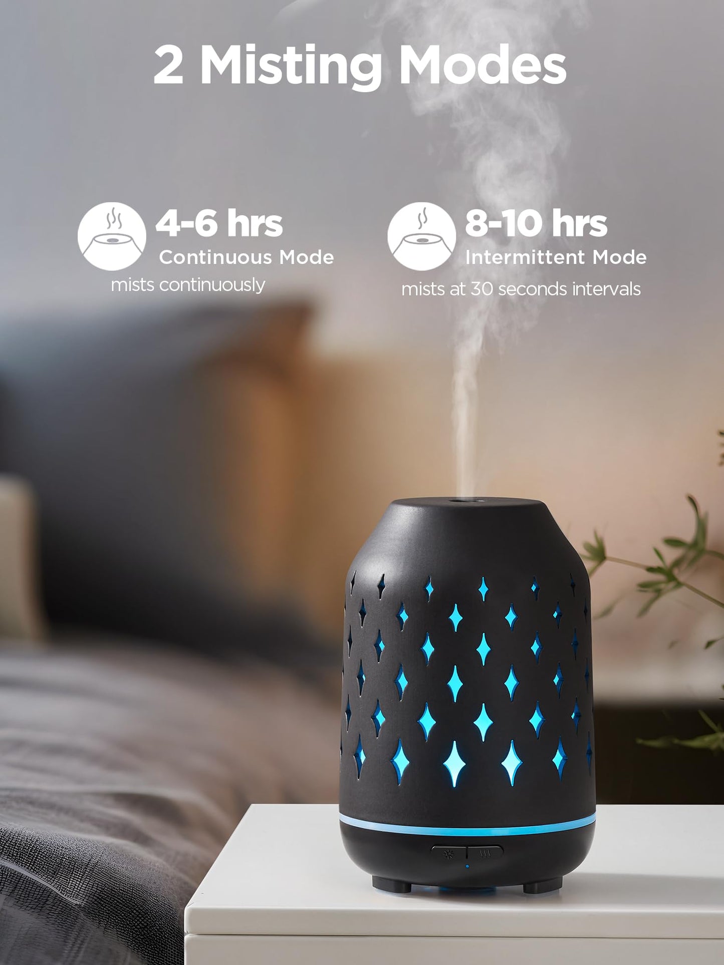 InnoGear Aromatherapy Diffuser 150ml Ceramic – Ultrasonic Humidifier, 2 Mist Modes, Waterless Auto-Off, Black