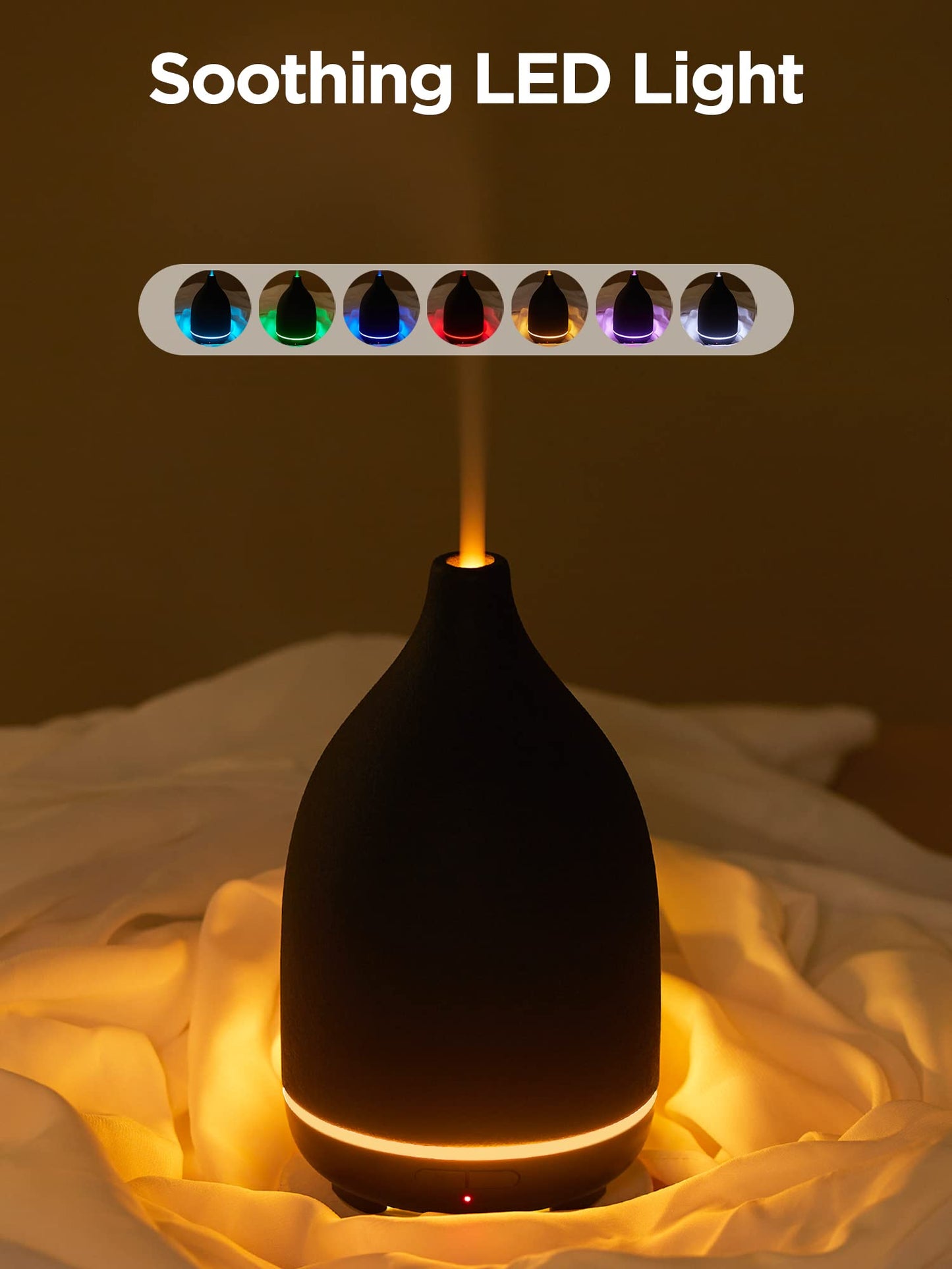 InnoGear Ceramic Diffuser 150ML – Ultrasonic Humidifier, 2 Mist Modes, Auto Off, Black