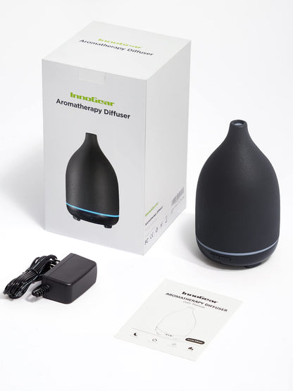 InnoGear Ceramic Diffuser 150ML – Ultrasonic Humidifier, 2 Mist Modes, Auto Off, Black