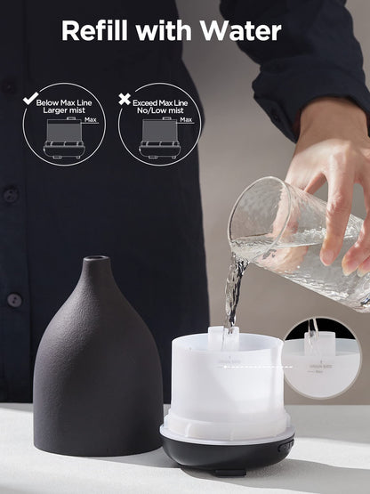 InnoGear Ceramic Diffuser 150ML – Ultrasonic Humidifier, 2 Mist Modes, Auto Off, Black