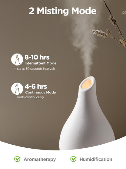 InnoGear 150ml Ceramic Diffuser | White Vase-Shaped Ultrasonic Essential Oil Diffuser