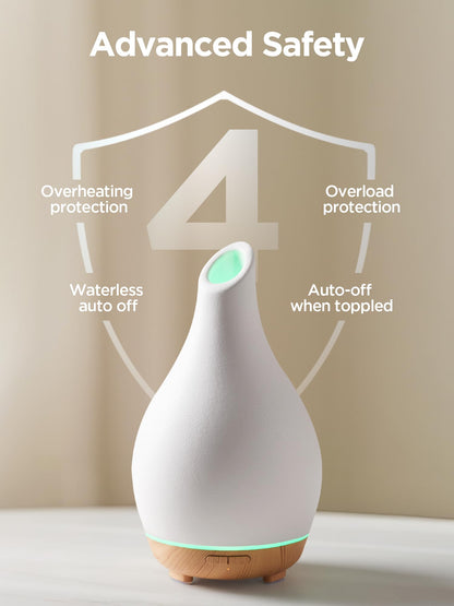 InnoGear 150ml Ceramic Diffuser | White Vase-Shaped Ultrasonic Essential Oil Diffuser