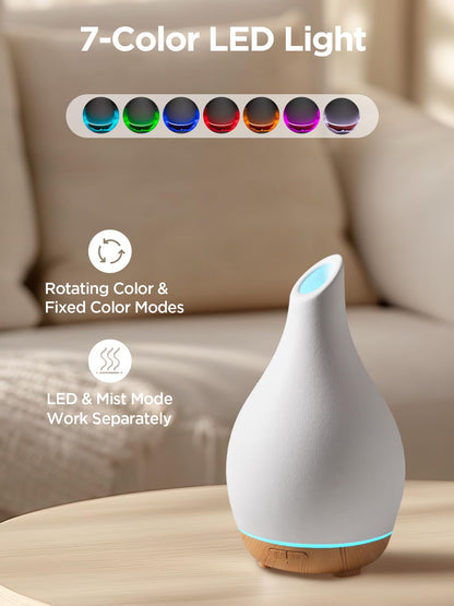 InnoGear 150ml Ceramic Diffuser | White Vase-Shaped Ultrasonic Essential Oil Diffuser