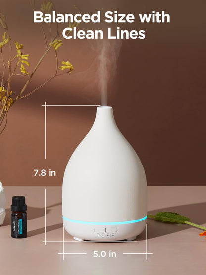 InnoGear Oil Diffuser 300ML Ceramic Diffuser - 4 Timers, Auto Off, Ultrasonic Cool Mist, White Base