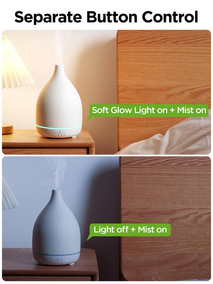 InnoGear Oil Diffuser 300ML Ceramic Diffuser - 4 Timers, Auto Off, Ultrasonic Cool Mist, White Base