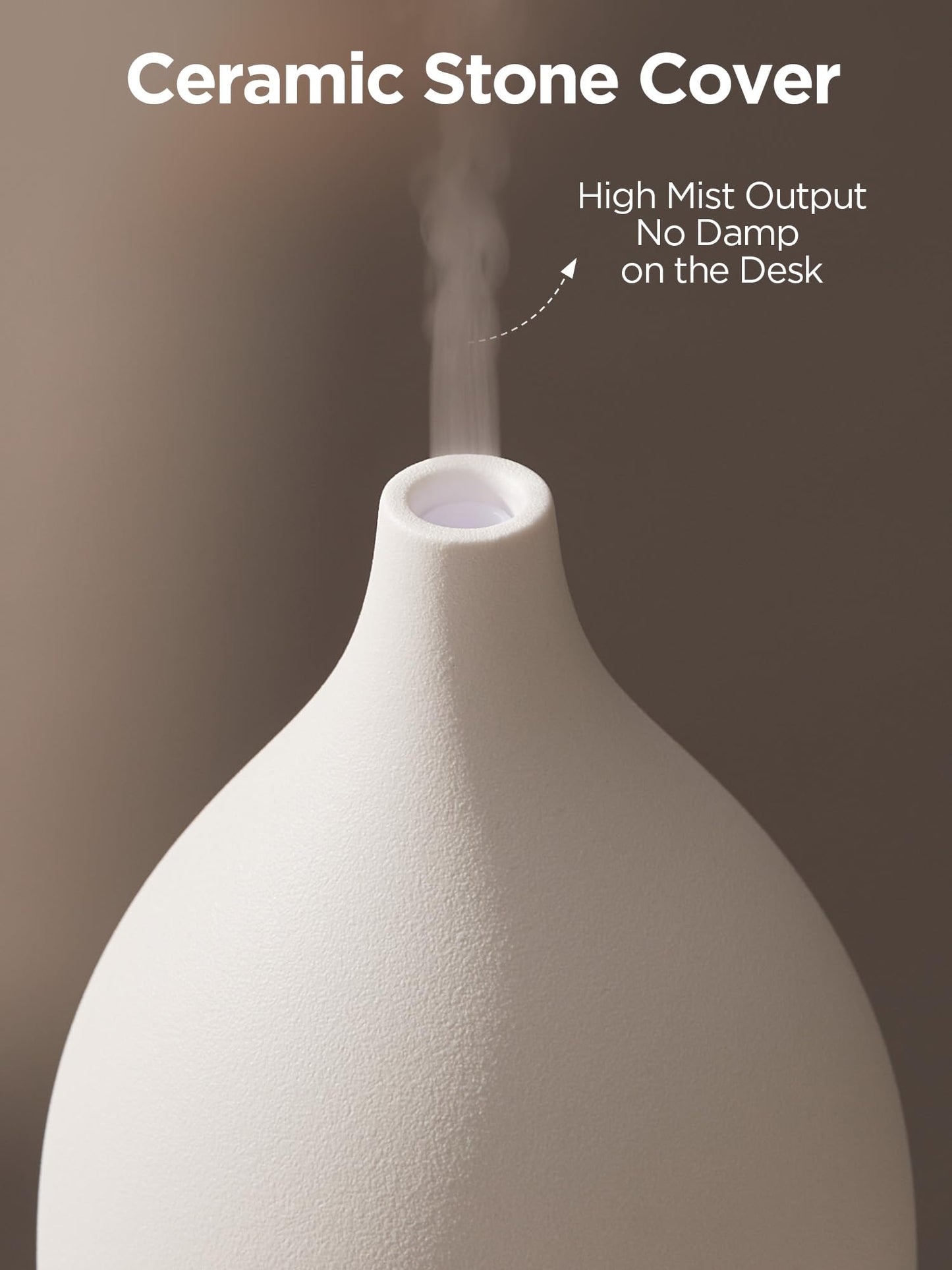 InnoGear Oil Diffuser 300ML Ceramic Diffuser - 4 Timers, Auto Off, Ultrasonic Cool Mist, White Base