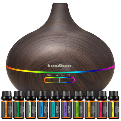 InnoGear Aromatherapy Diffuser & 10 Essential Oils Set — 400ml Ultrasonic Diffuser