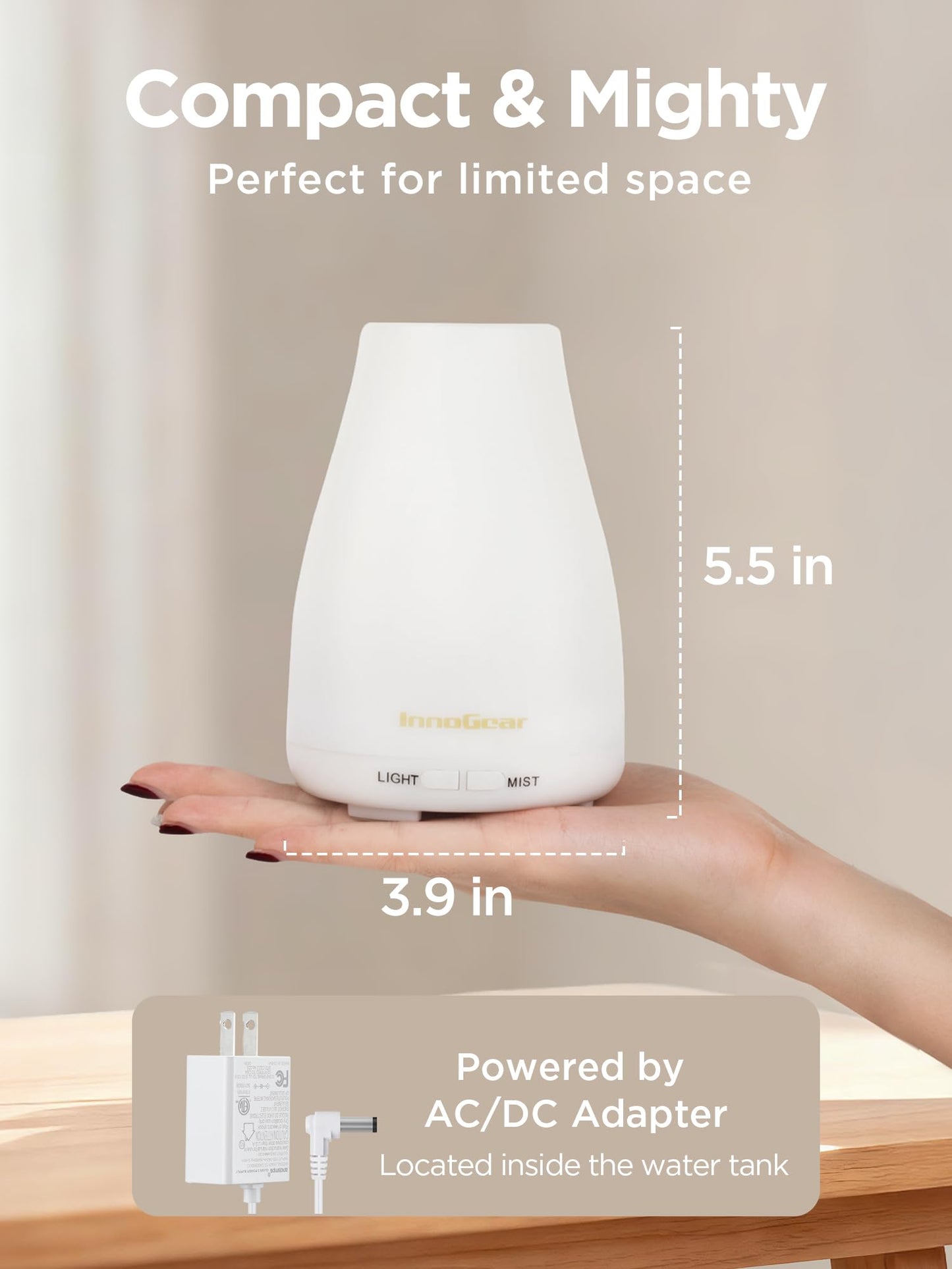 InnoGear Essential Oil Diffuser - Ultrasonic Humidifier with 7-Color LED & Auto Off