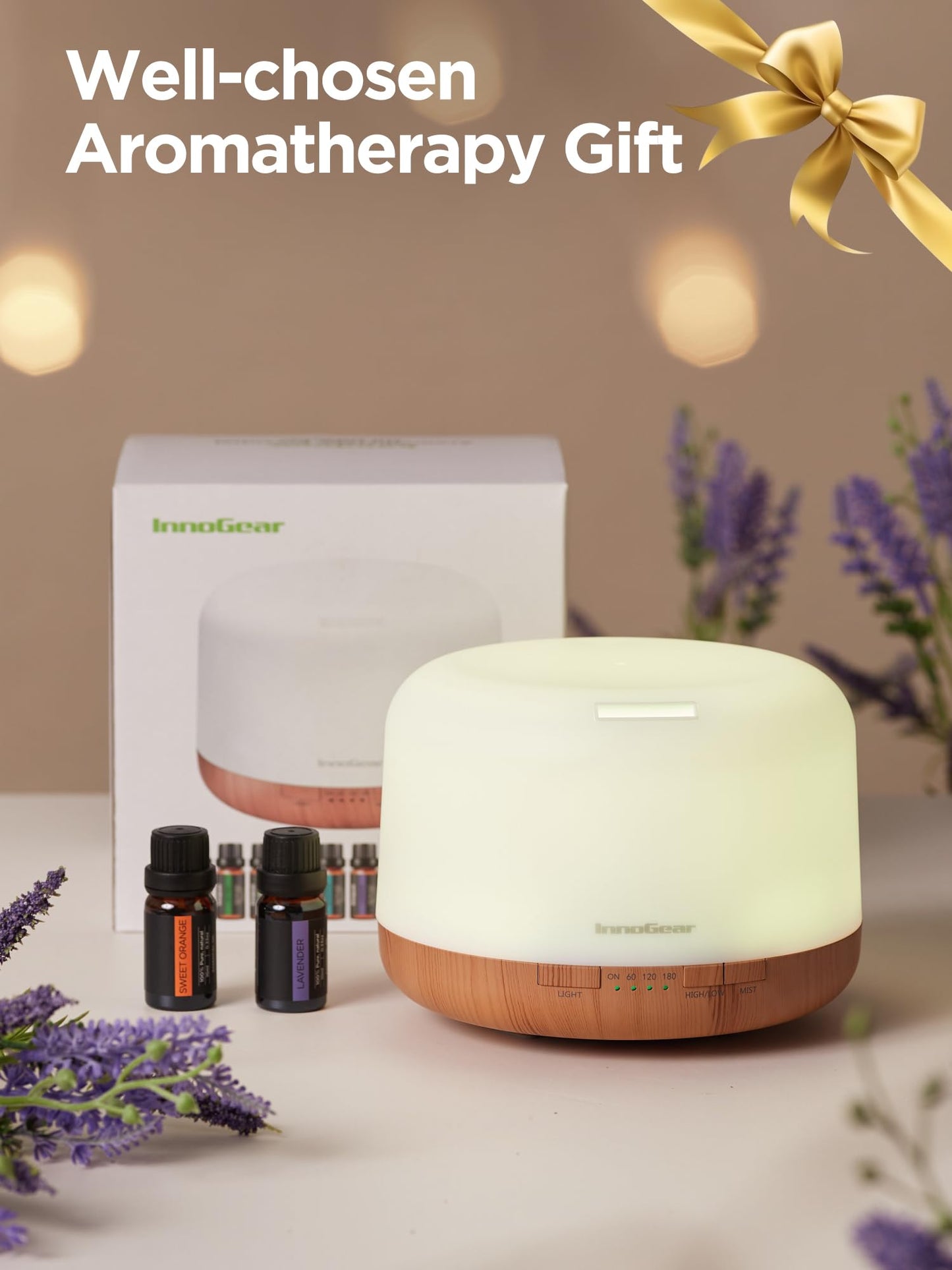 InnoGear Aromatherapy Diffuser & 10 Essential Oils Set - 500ml, Remote