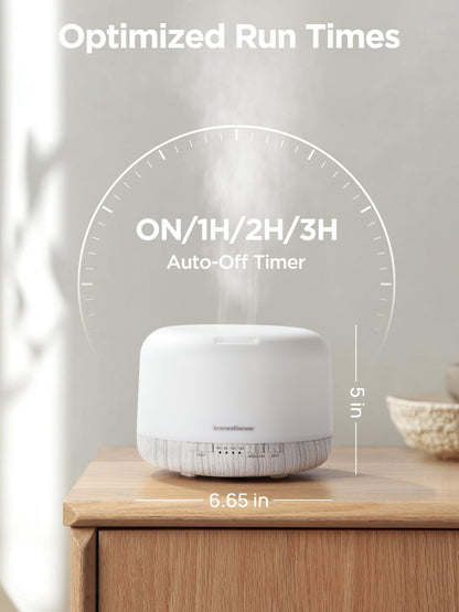InnoGear 500ml Aromatherapy Diffuser + 10 Essential Oils Set – White, Remote, Auto-Off