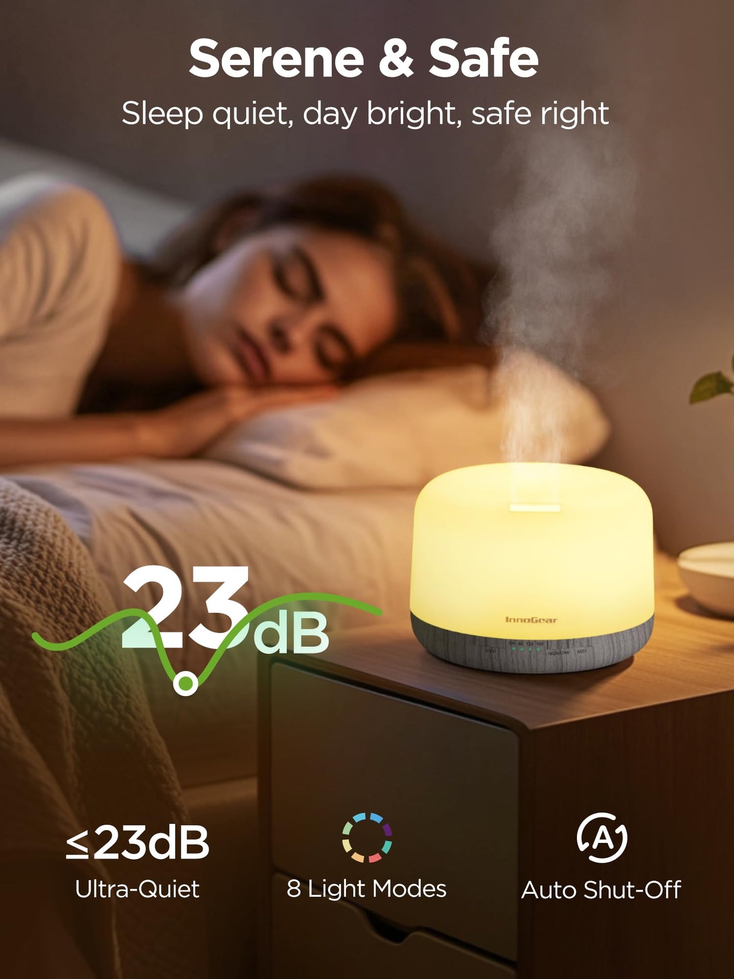 InnoGear 500ml Aromatherapy Diffuser + 10 Essential Oils Set – White, Remote, Auto-Off