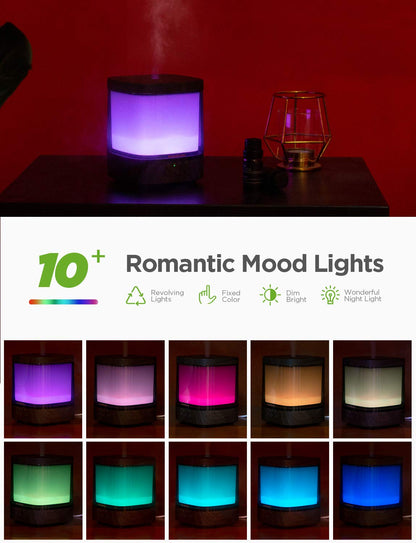 InnoGear 300ml Diffuser | Ultrasonic Essential Oil Humidifier with 4 Timers & Color Lights (Dark)