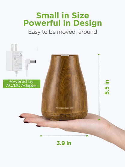 InnoGear Essential Oil Diffuser - Ultrasonic Humidifier with 7-Color LED, 2 Mist Modes, Auto Off, Bronze