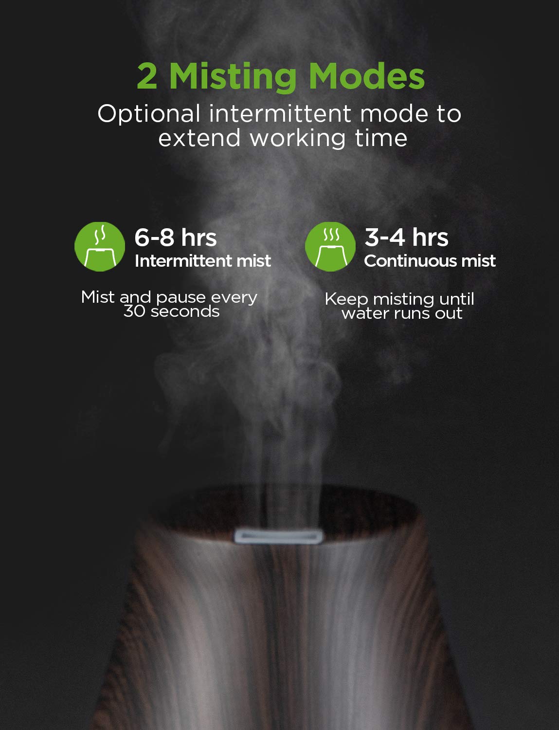 InnoGear Essential Oil Diffuser – Ultrasonic Diffuser for Home Aromatherapy, 7-Color LED, Auto Off, 2 Mist Modes, Brown