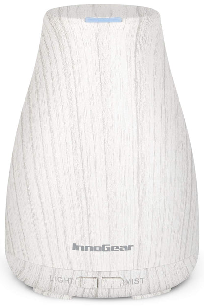 InnoGear Essential Oil Diffuser | Ultrasonic Humidifier for Home Aromatherapy | 7-Color LED, 2 Mist Modes, Auto Off | White & Grey