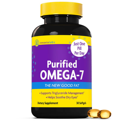 InnovixLabs Purified Omega 7 Supplement - 210 mg Palmitoleic Acid, Metabolism & Triglyceride Support, IFOS Approved, 30 Softgels