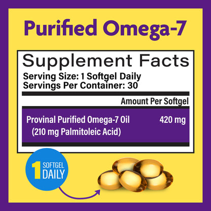 InnovixLabs Purified Omega 7 Supplement - 210 mg Palmitoleic Acid, Metabolism & Triglyceride Support, IFOS Approved, 30 Softgels