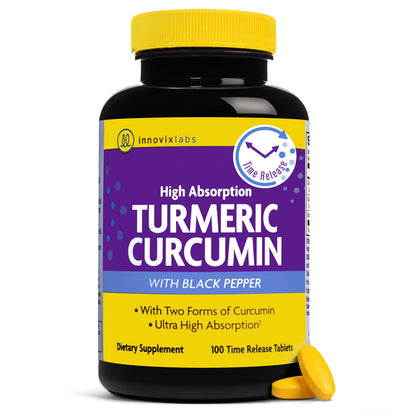 InnovixLabs Turmeric Curcumin with Black Pepper - Time-Release Tablets