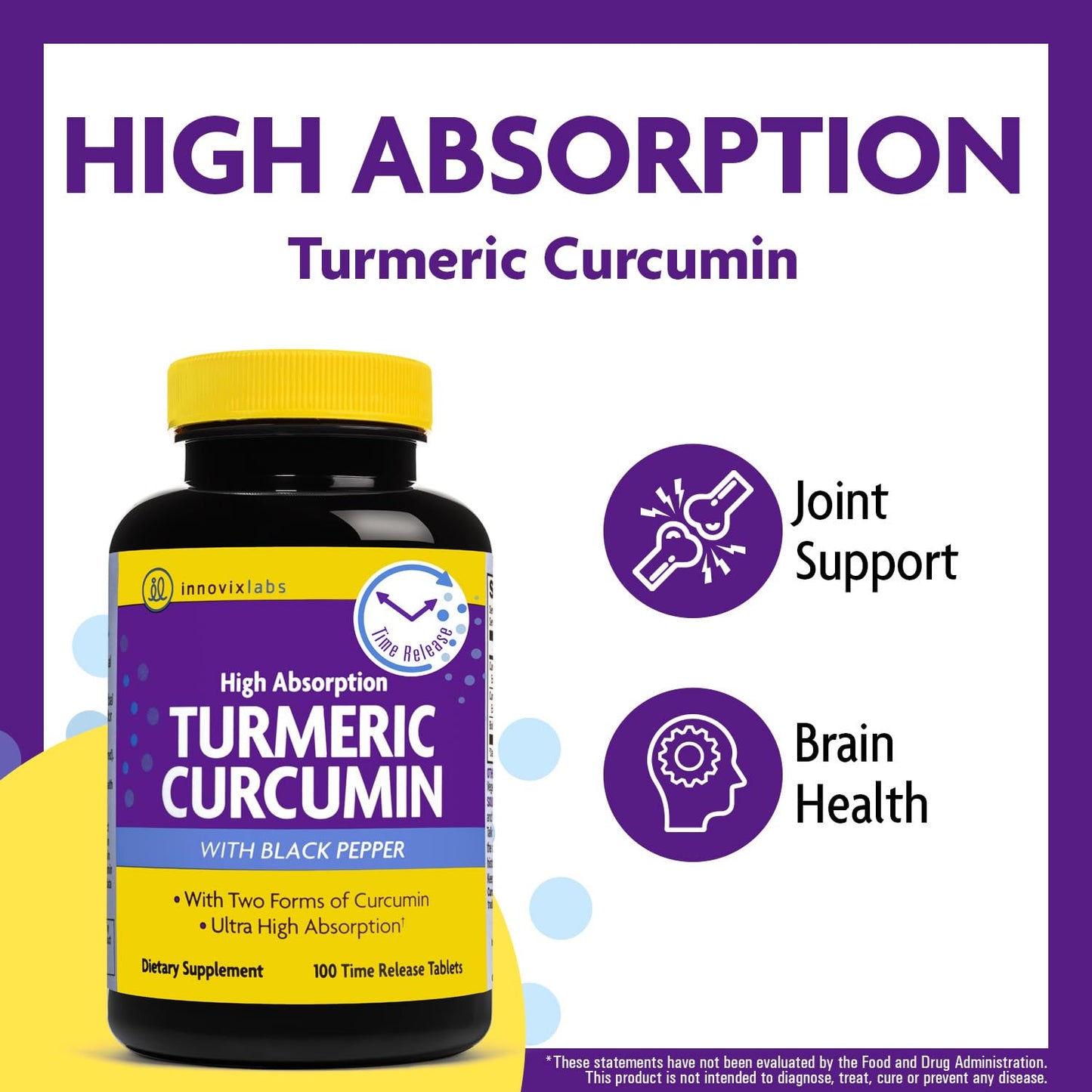 InnovixLabs Turmeric Curcumin with Black Pepper - Time-Release Tablets