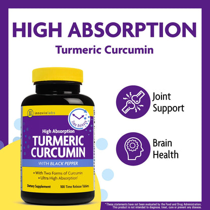 InnovixLabs Turmeric Curcumin with Black Pepper - Time-Release Tablets
