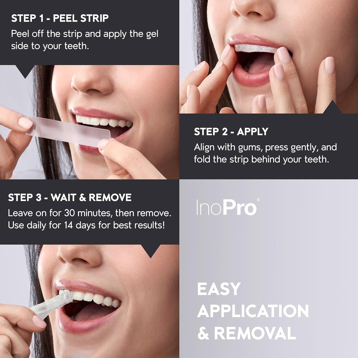 InoPro Natural Teeth Whitening Strips Kit – 21 Treatments (42 Strips) – Peroxide-Free, Sensitive Teeth Whitener with Papain & Bromelain
