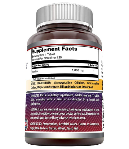 Amazing Formulas Inositol 1000mg - 2 Pack | 120 Tablets | Non-GMO, Gluten-Free | Made in USA