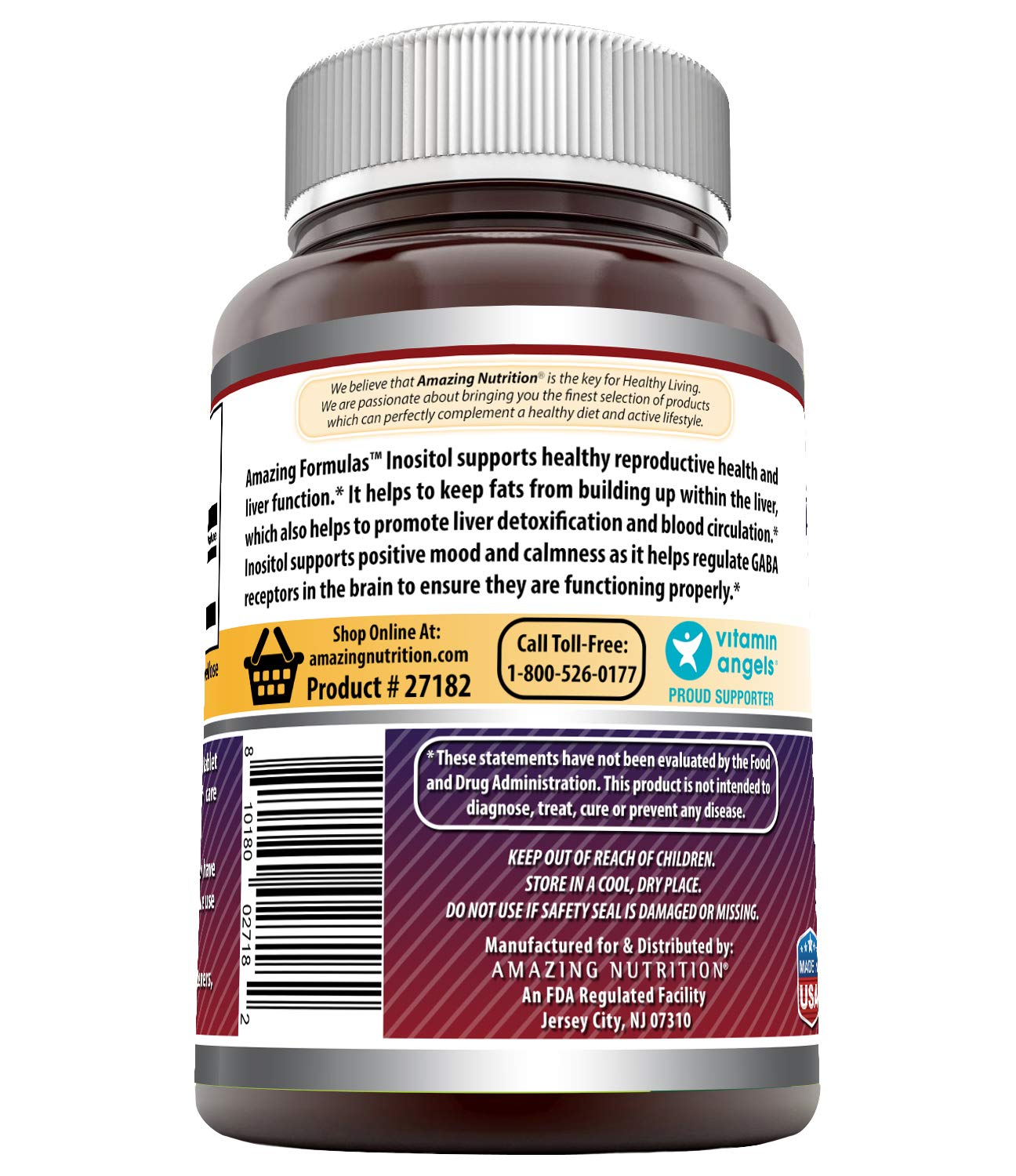 Amazing Formulas Inositol 1000mg - 2 Pack | 120 Tablets | Non-GMO, Gluten-Free | Made in USA