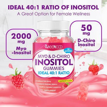Myo-Inositol & D-Chiro Inositol Gummies 40:1 – Women’s Health, Raspberry, 60 Count