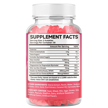 Myo-Inositol & D-Chiro Inositol Gummies 40:1 – Women’s Health, Raspberry, 60 Count