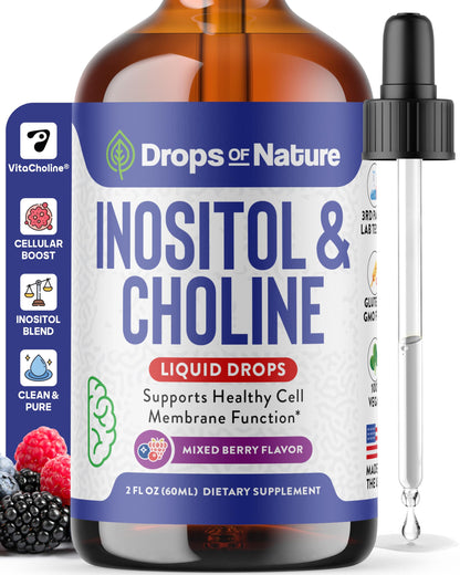 Inositol & Choline Liquid Drops – Vegan, Non-GMO, Enhanced Absorption (60ml) – Prenatal Wellness