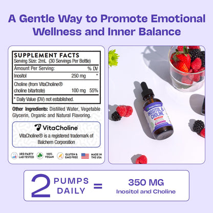 Inositol & Choline Liquid Drops – Vegan, Non-GMO, Enhanced Absorption (60ml) – Prenatal Wellness