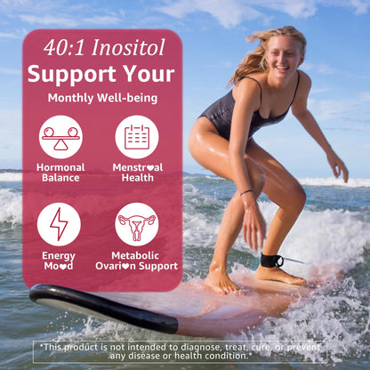 Myo-Inositol & D-Chiro Inositol Gummies 40:1 with Evening Primrose Oil for Women – Hormonal Balance, Regular Cycles, Ovarian Health, Vegan (60ct)