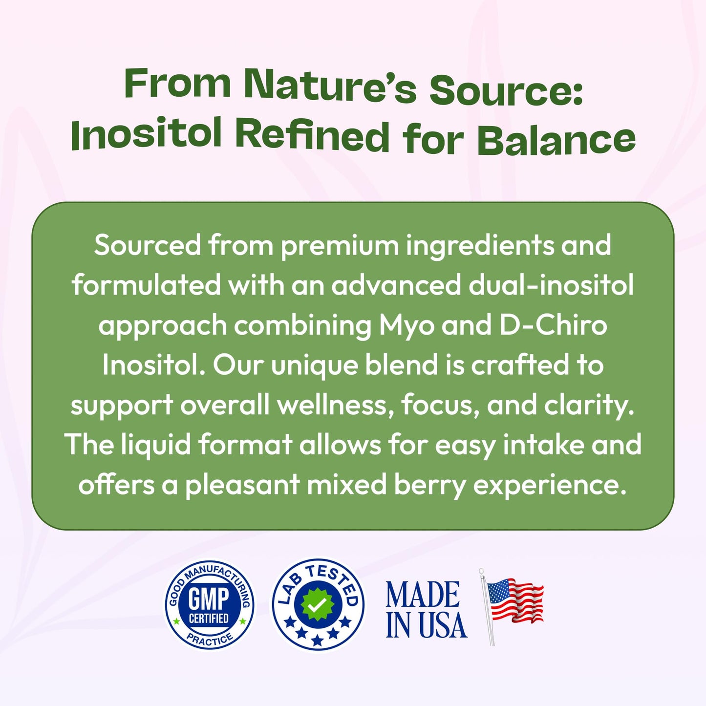 Inositol Supplement for Women – Pure Myo-Inositol & D-Chiro Inositol, Vegan Berry Drops 60ml