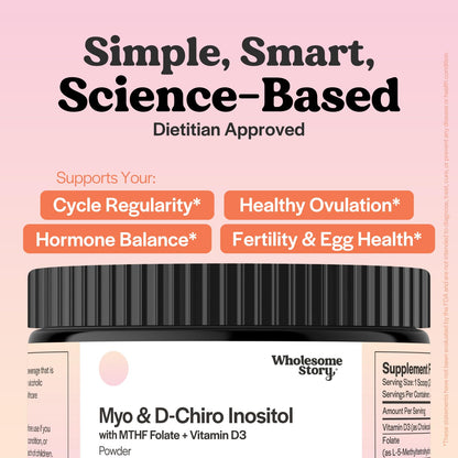 Inositol Powder with MTHF Folate & Vitamin D3 – 30 Servings | Hormonal Balance & Ovarian Support