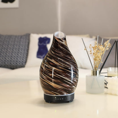 INRORANS Aromatherapy Diffuser Vase – Art Glass Ultrasonic Humidifier with Night Light