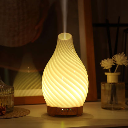 INRORANS Art Glass Diffuser 160ml | Ultrasonic Aromatherapy with 7-Color Night Light