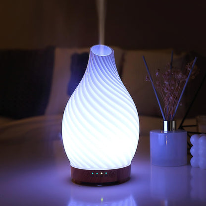 INRORANS Art Glass Diffuser 160ml | Ultrasonic Aromatherapy with 7-Color Night Light