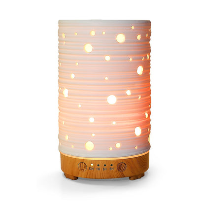 INRORANS Ceramic Aromatherapy Diffuser – Ultrasonic Stone Diffuser with Intermittent Mist & 7-Color LED Night Light