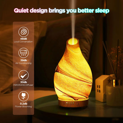 INRORNAS 160ml Essential Oil Diffuser – Art Glass Ultrasonic Diffuser