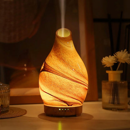 INRORNAS 160ml Essential Oil Diffuser – Art Glass Ultrasonic Diffuser