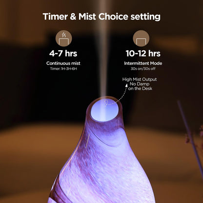INRORNAS 160ml Essential Oil Diffuser – Art Glass Ultrasonic Diffuser