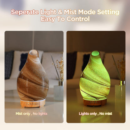INRORNAS 160ml Essential Oil Diffuser – Art Glass Ultrasonic Diffuser